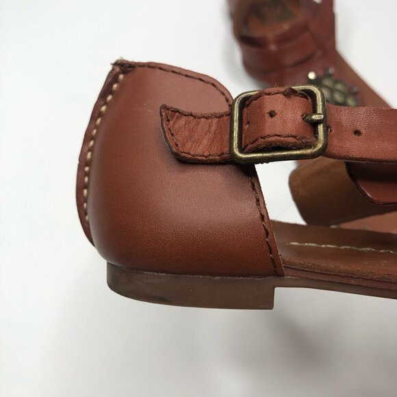 DV by Dolce Vita Draya Brown Geometric Studded Jewelled Roman Leather Sandals - Picture 10 of 16